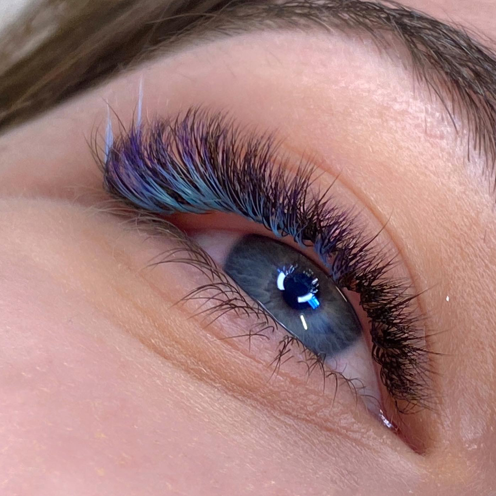 Colored eyelash extensions